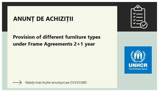 Provision of different furniture types under Frame Agreements 2+1 year