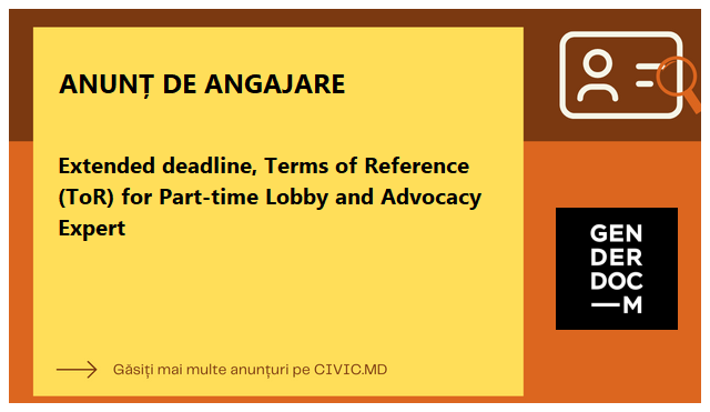 Extended deadline, Terms of Reference (ToR) for Part-time Lobby and Advocacy Expert