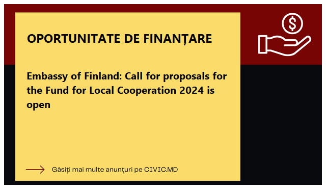 Embassy of Finland: Call for proposals for the Fund for Local Cooperation 2024 is open