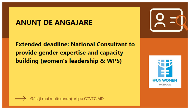 Extended deadline: National Consultant to provide gender expertise and capacity building (women’s leadership & WPS)