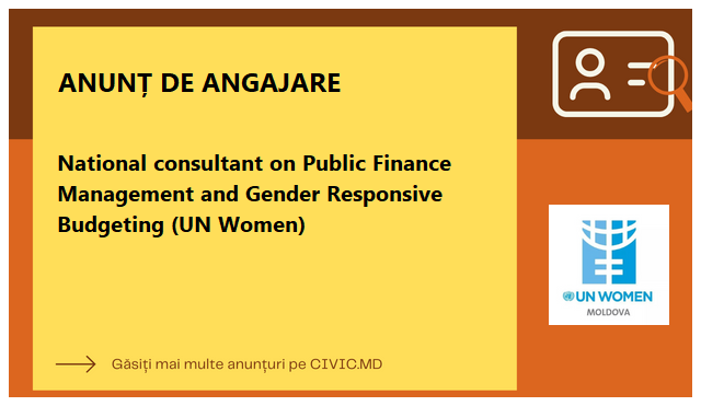 National consultant on Public Finance Management and Gender Responsive Budgeting (UN Women)