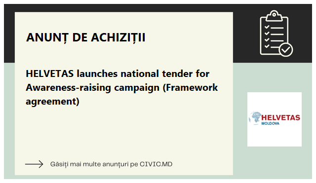 HELVETAS launches national tender for Awareness-raising campaign (Framework agreement)