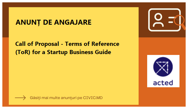 Call of Proposal - Terms of Reference (ToR) for a Startup Business Guide