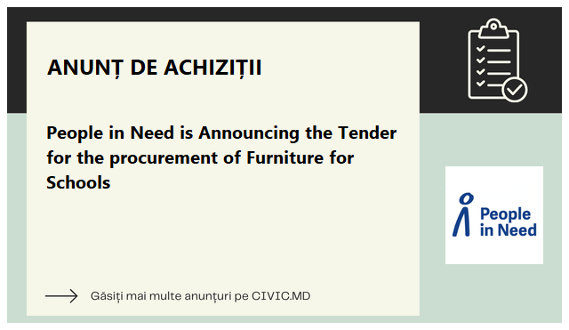 People in Need is Announcing the Tender for the procurement of Furniture for Schools