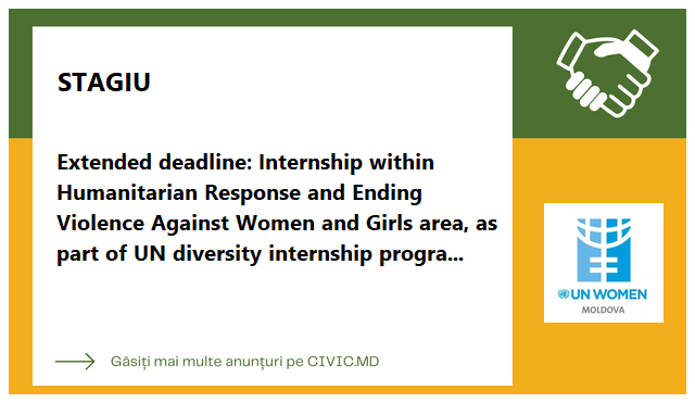 Extended deadline: Internship within Humanitarian Response and Ending Violence Against Women and Girls area, as part of UN diversity internship programme