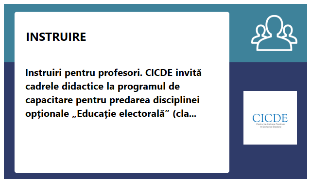 Centrul de Instruire Continuă în Domeniul Electoral (CICDE) Centrul de Instruire Continuă în Domeniul Electoral (CICDE)