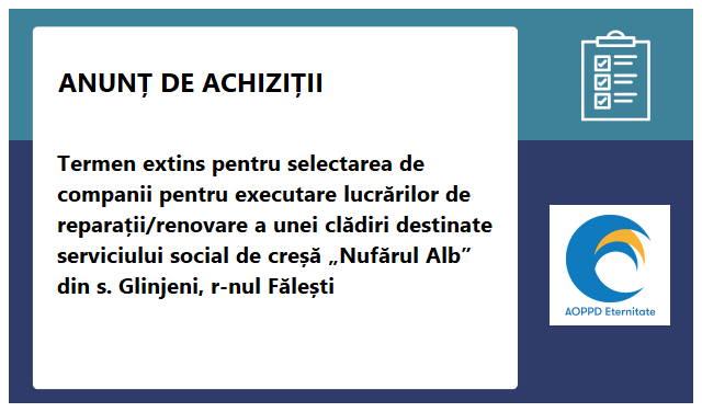 A.O. Asociația părinților persoanelor cu dizabilități ”Eternitate” A.O. Asociația părinților persoanelor cu dizabilități ”Eternitate”