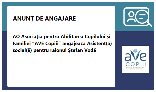 Asociaţia pentru Abilitarea Copilului şi Familiei AVE Copiii Asociaţia pentru Abilitarea Copilului şi Familiei AVE Copiii