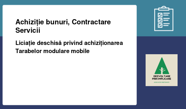 Liciație deschisă privind achiziționarea Tarabelor modulare mobile