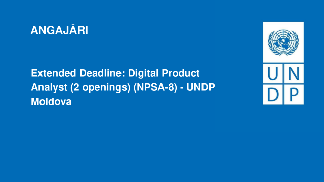 Extended Deadline: Digital Product Analyst (2 openings) (NPSA-8) - UNDP Moldova