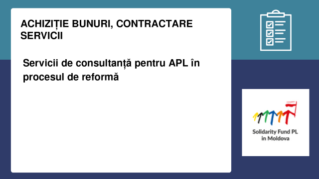 Servicii de consultanță pentru APL în procesul de reformă