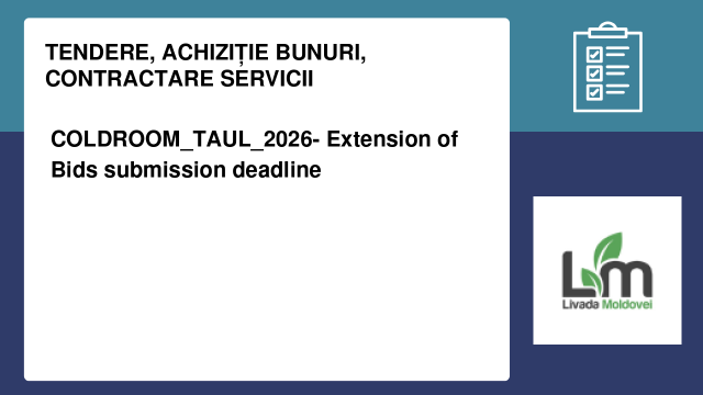COLDROOM_TAUL_2026- Extension of Bids submission deadline