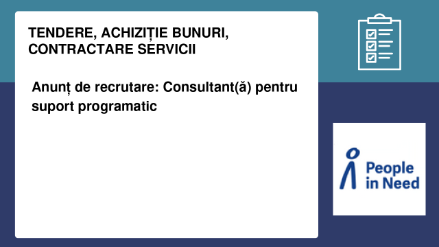 Anunț de recrutare: Consultant(ă) pentru suport programatic