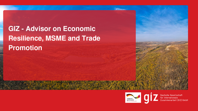 GIZ - Advisor on Economic Resilience, MSME and Trade Promotion
