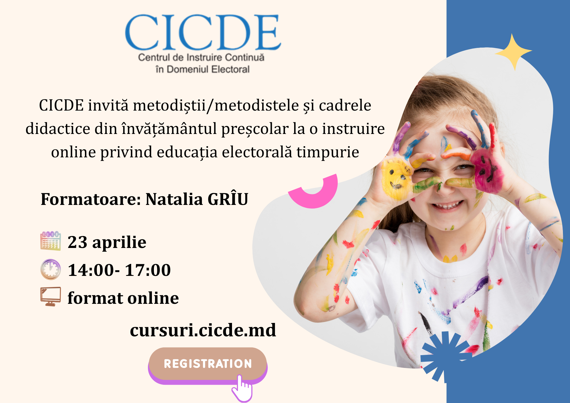CICDE invită cadrele didactice din învățământul preșcolar la o sesiune de instruire online dedicată implementării Metodologiei de educație electorală timpuriepng