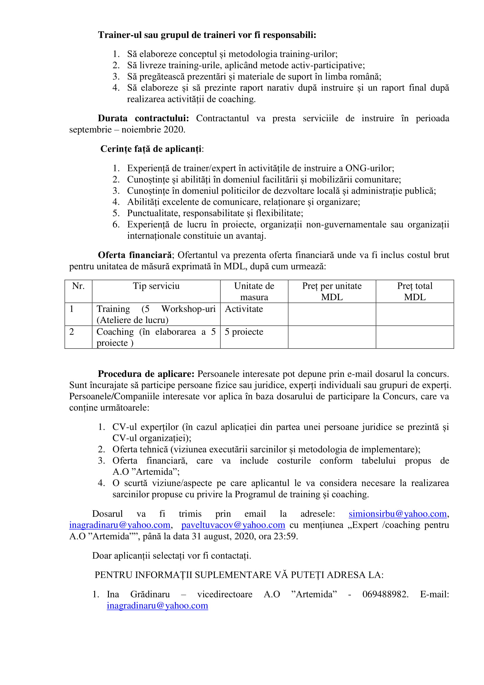 TR Servicii training și Coaching. RO 2